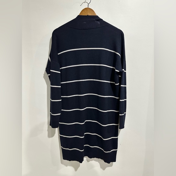 PAUL & SHARK Wool and Silk Blend Striped Long Lined Open Front Cardigan Size L - Picture 2 of 5